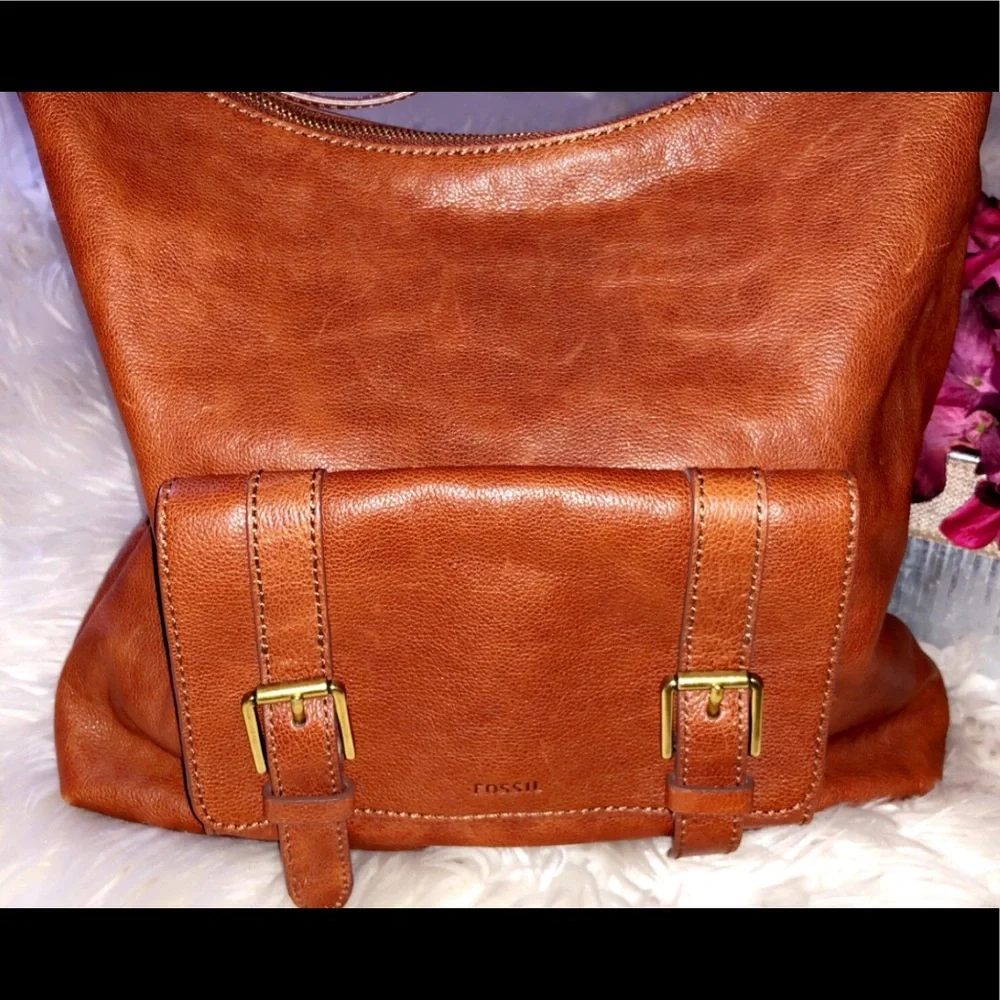 FOSSIL Brown Leather Hobo Shoulder Bag